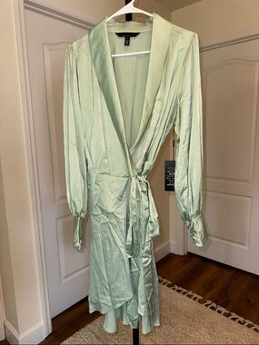 White House Black Market Satin Wrap Dress - Size 12  NWT
